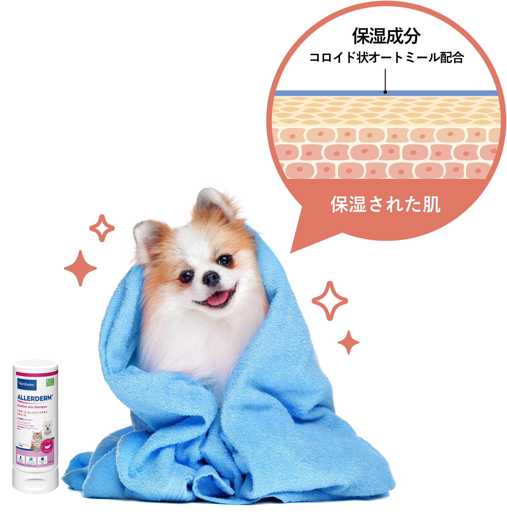 乾燥からくるかゆみがある犬には、保湿成分コロイド状オートミールを配合したエピスースがお薦め
